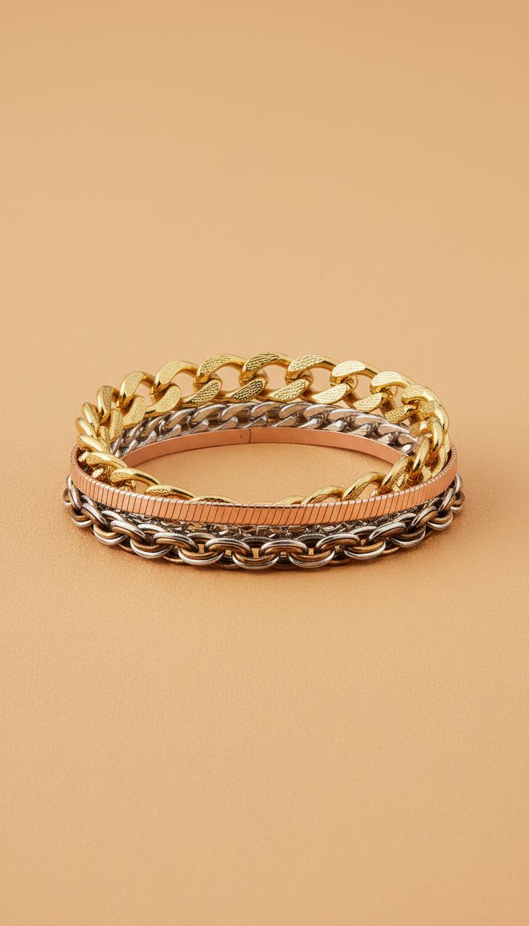 Mixed-Metal Chain Bracelet Set